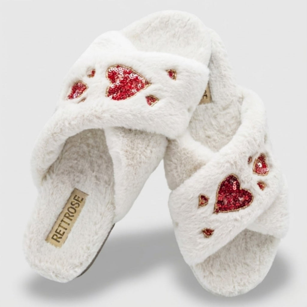 Kaylee Cream Luxury Plush Diamanté Embellished Handmade Slipper