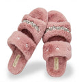 Abbie Dusky Pink Luxury Plush Diamanté Embellished Handmade Slipper