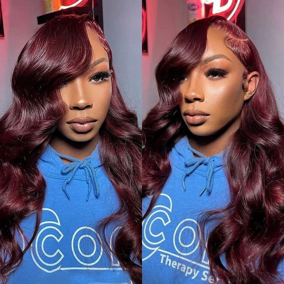 Chic Luxe Hair Glueless Full Lace Front Dark Purple Wavy Long Wig | 100% Human Hair | 250% Density