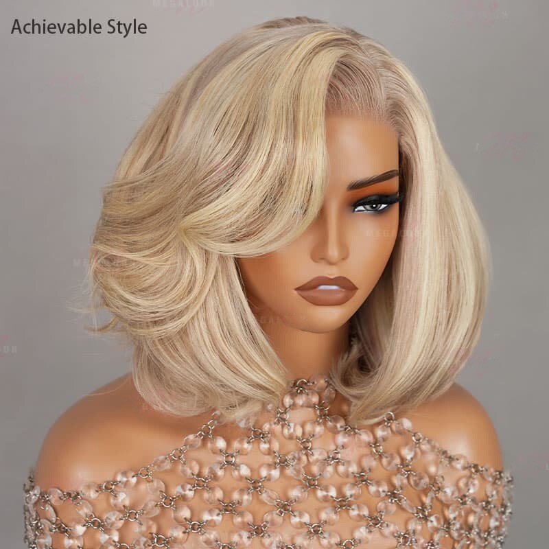 Chic Luxe Hair Full Wavy Glueless Wear Go Lace Front Short Bob Wig | 100% Human Hair