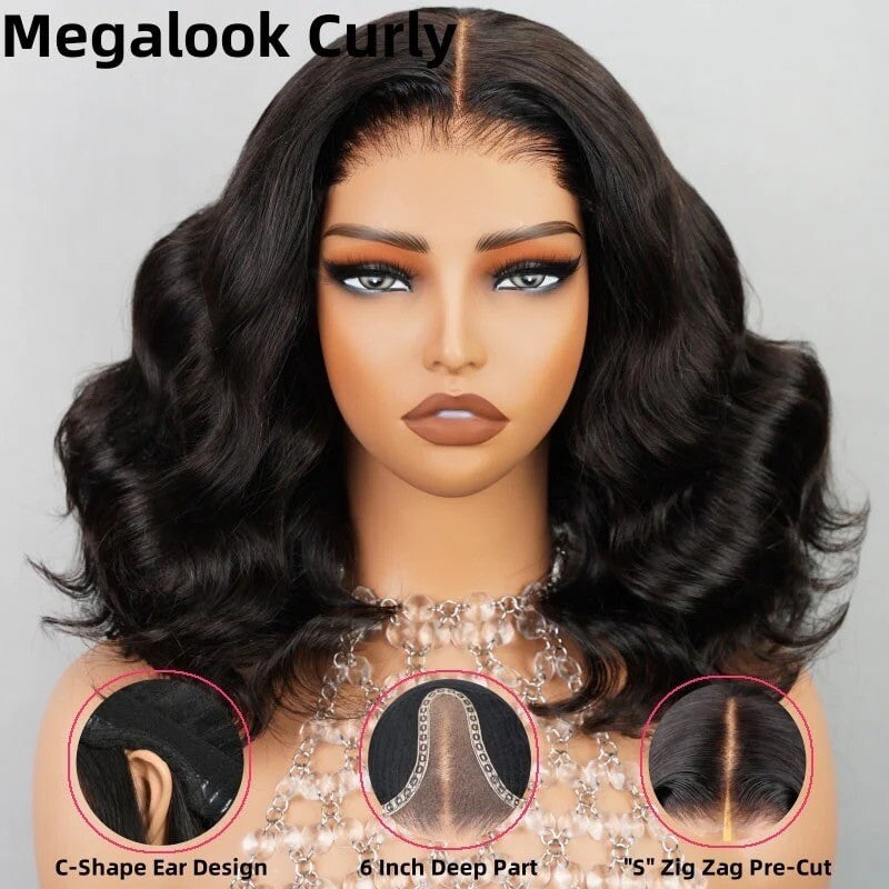 Chic Luxe Hair Full Glueless Wear & Go Wavy Lace Front Short Bob Wig | 250% Density | 100% Human Hair