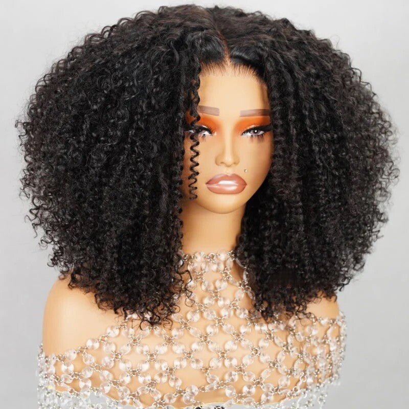 Chic Luxe Hair Full Glueless Wear & Go Kinky Curly Lace Front Short Bob Wig | 250% Density | 100% Human Hair