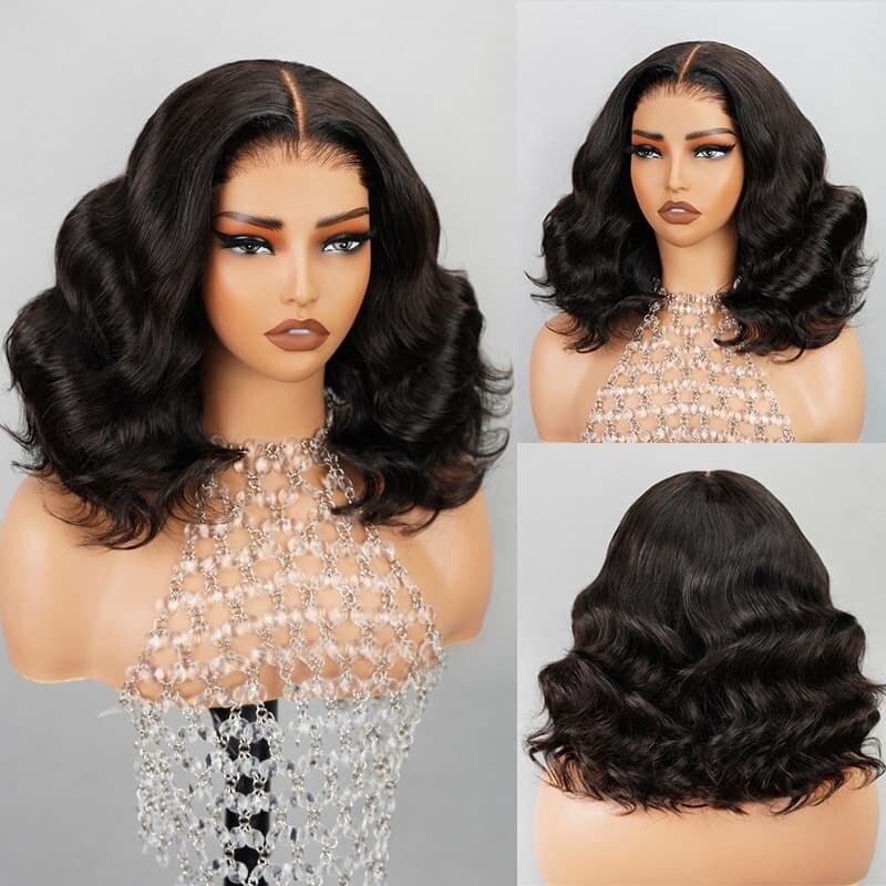 Chic Luxe Hair Full Glueless Wear & Go Wavy Lace Front Short Bob Wig | 250% Density | 100% Human Hair