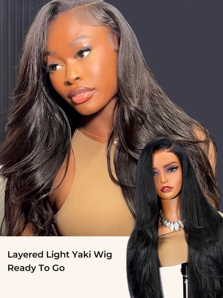 Chic Luxe Hair Pre-Styled Side Part Light Yaki Straight 5x7 Glueless Lace Wig | With Layers | 100% Human Hair