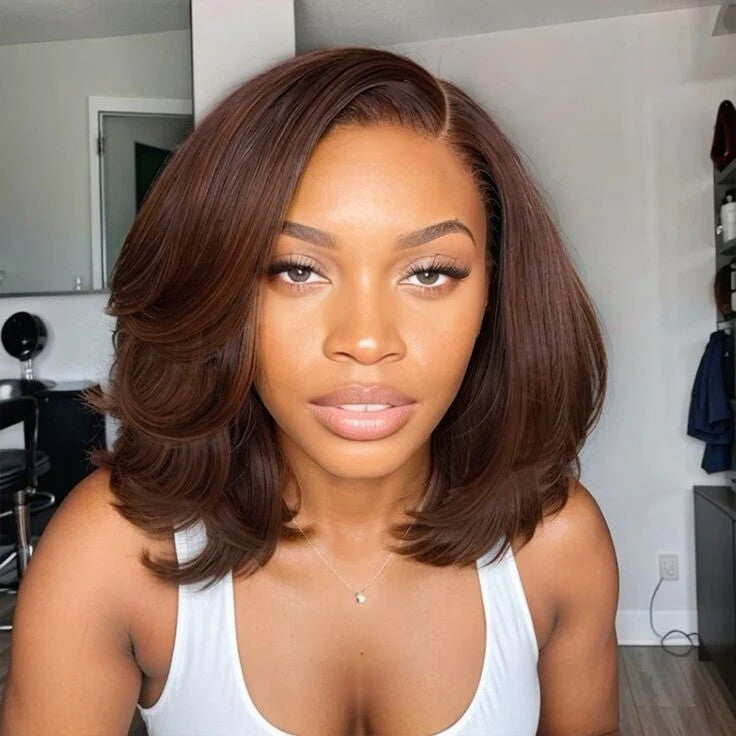 Chic Luxe Hair Full Wavy Glueless Wear Go Lace Front Short Bob Wig | 250% Density | 100% Human Hair