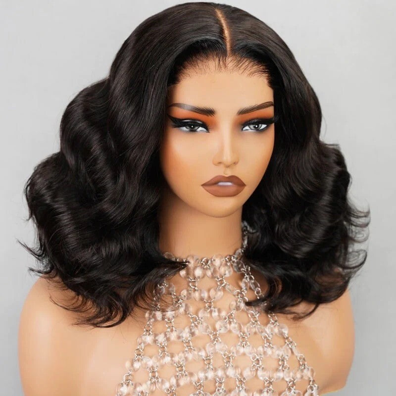 Chic Luxe Hair Full Glueless Wear & Go Wavy Lace Front Short Bob Wig | 250% Density | 100% Human Hair