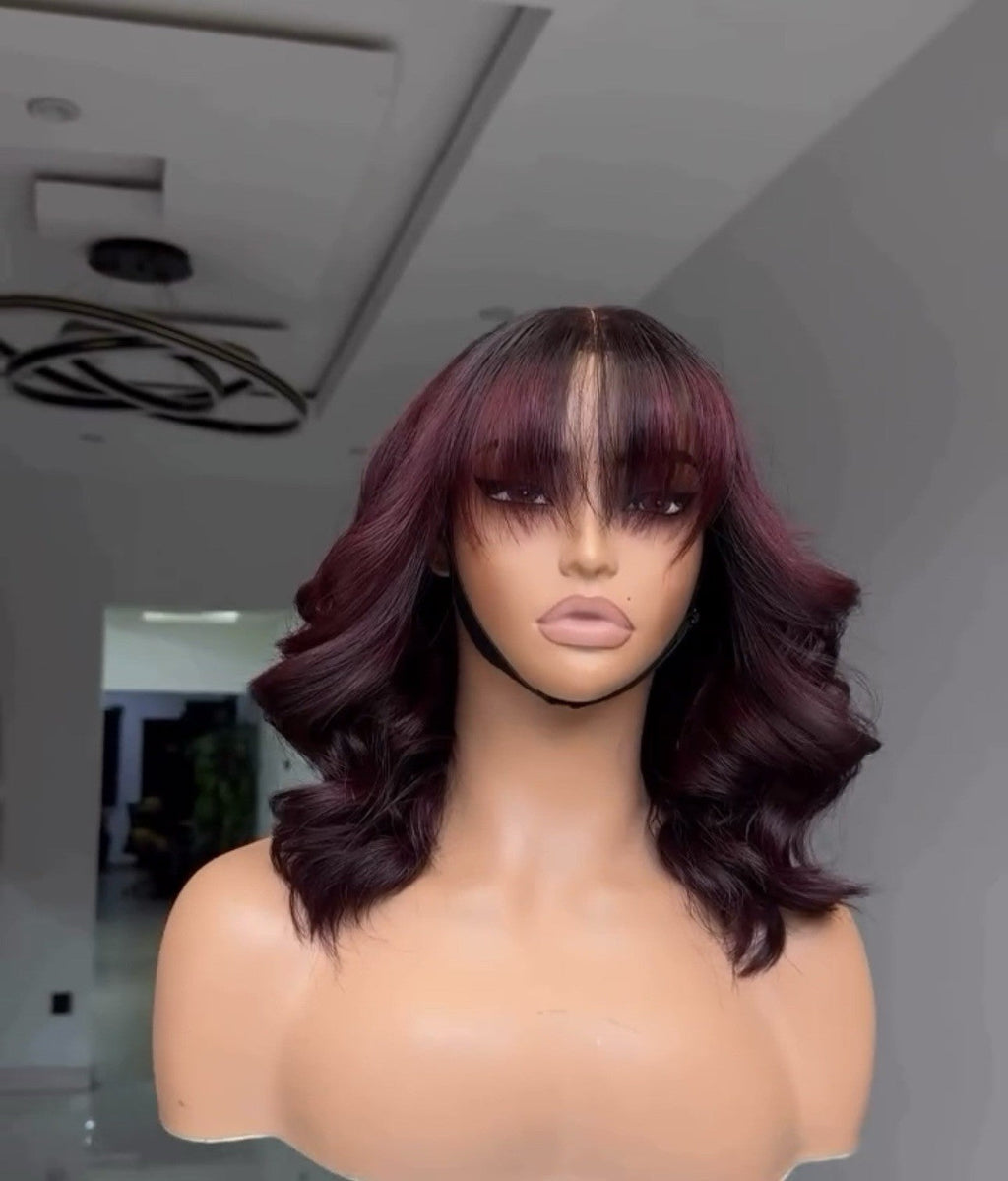 Chic Luxe Hair Raw Vietnamese SDD Lace Front Wavy Glueless Fringe Bob Wig | 100% Raw Vietnamese Hair | 250% Density