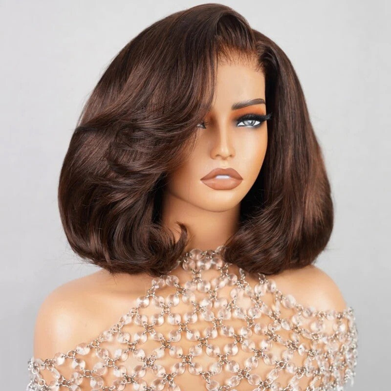 Chic Luxe Hair Full Wavy Glueless Wear Go Lace Front Short Bob Wig | 250% Density | 100% Human Hair