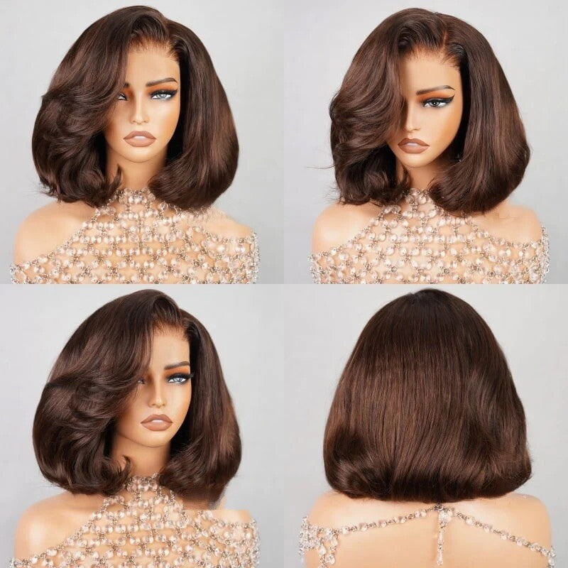 Chic Luxe Hair Full Wavy Glueless Wear Go Lace Front Short Bob Wig | 250% Density | 100% Human Hair