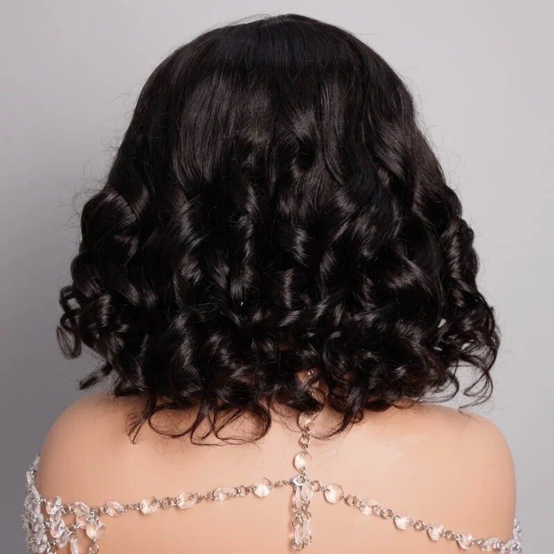 Chic Luxe Hair Full Glueless Wear & Go Curly Lace Front Short Bob Wig | 250% Density | 100% Human Hair