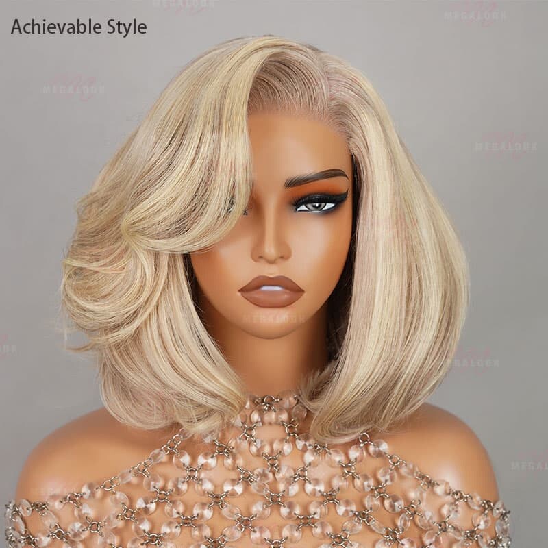 Chic Luxe Hair Full Wavy Glueless Wear Go Lace Front Short Bob Wig | 100% Human Hair
