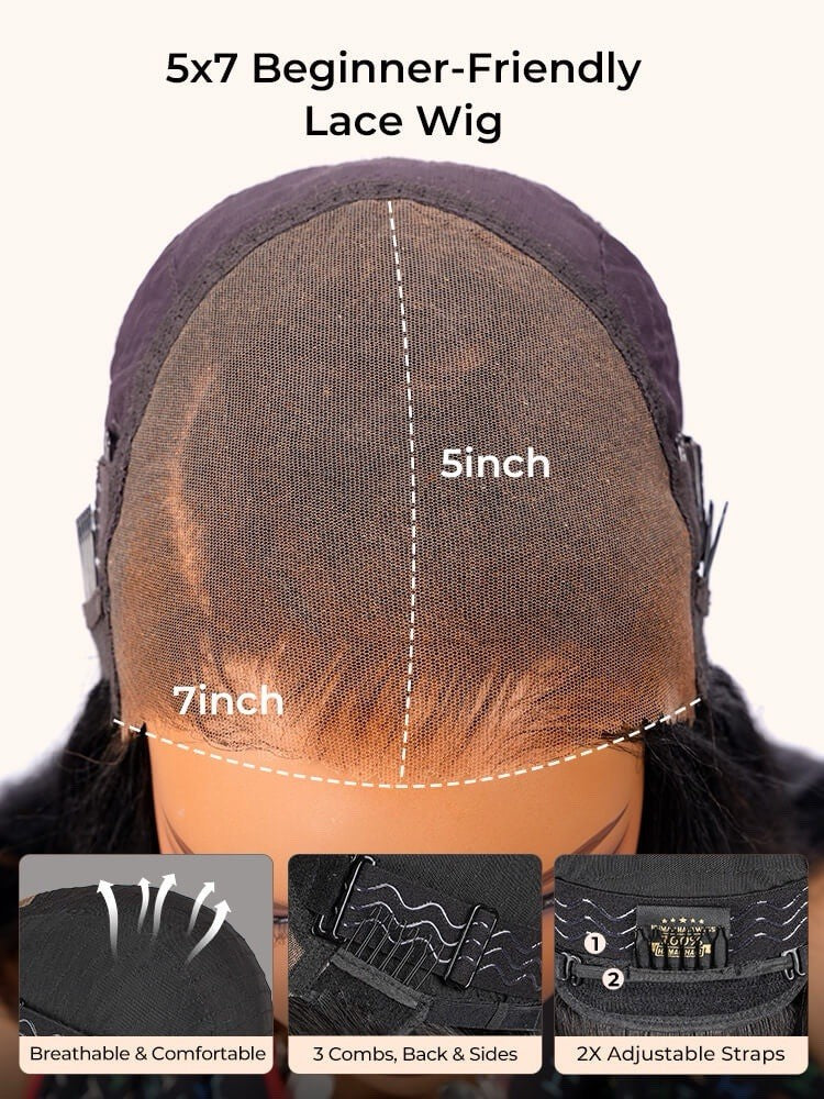 Chic Luxe Hair Pre-Styled Side Part Light Yaki Straight 5x7 Glueless Lace Wig | With Layers | 100% Human Hair