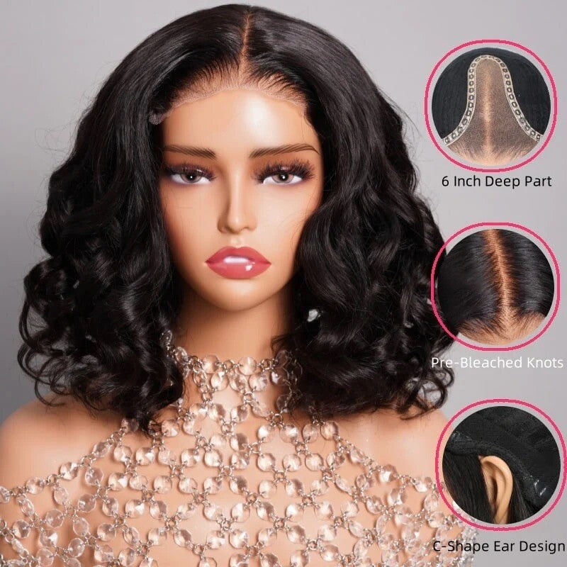 Chic Luxe Hair Full Glueless Wear & Go Curly Lace Front Short Bob Wig | 250% Density | 100% Human Hair