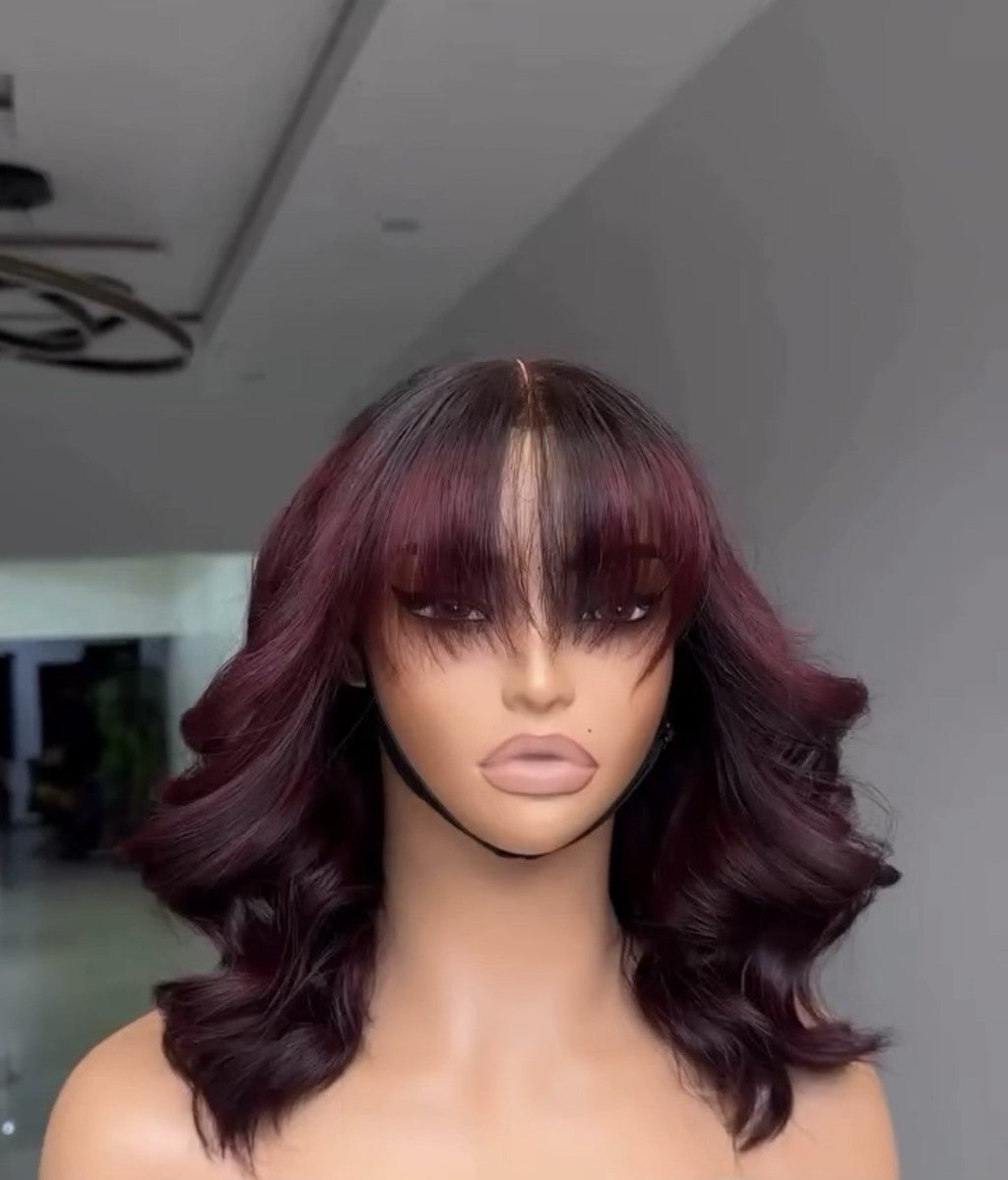 Chic Luxe Hair Raw Vietnamese SDD Lace Front Wavy Glueless Fringe Bob Wig | 100% Raw Vietnamese Hair | 250% Density