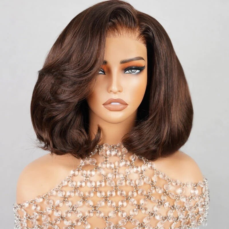 Chic Luxe Hair Full Wavy Glueless Wear Go Lace Front Short Bob Wig | 250% Density | 100% Human Hair