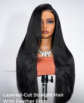 Chic Luxe Hair Pre-Styled Side Part Light Yaki Straight 5x7 Glueless Lace Wig | With Layers | 100% Human Hair