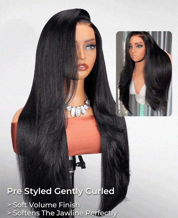 Chic Luxe Hair Pre-Styled Side Part Light Yaki Straight 5x7 Glueless Lace Wig | With Layers | 100% Human Hair
