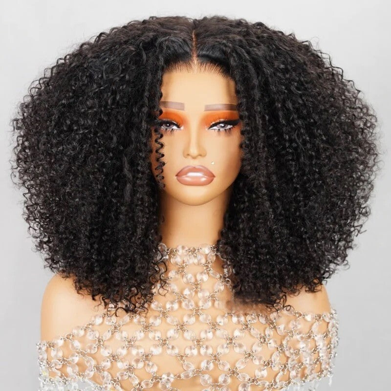 Chic Luxe Hair Full Glueless Wear & Go Kinky Curly Lace Front Short Bob Wig | 250% Density | 100% Human Hair