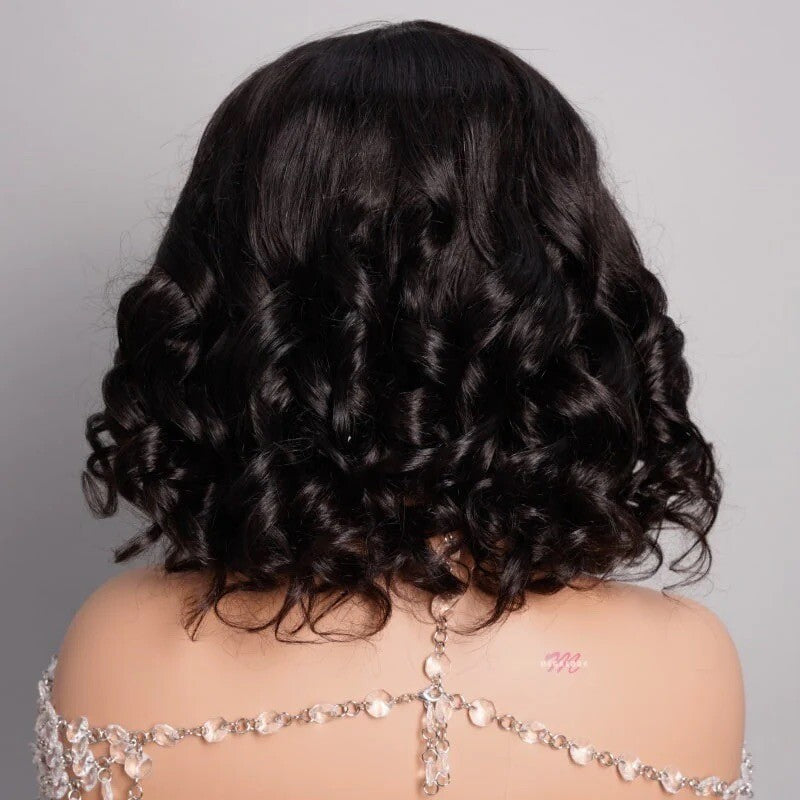 Chic Luxe Hair Full Glueless Wear & Go Curly Lace Front Short Bob Wig | 250% Density | 100% Human Hair