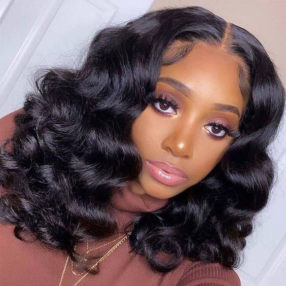 Chic Luxe Hair Full Glueless Wear & Go Curly Lace Front Short Bob Wig | 250% Density | 100% Human Hair