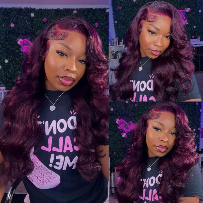 Chic Luxe Hair Glueless Full Lace Front Dark Purple Wavy Long Wig | 100% Human Hair | 250% Density