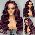Chic Luxe Hair Glueless Full Lace Front Dark Purple Wavy Long Wig | 100% Human Hair | 250% Density