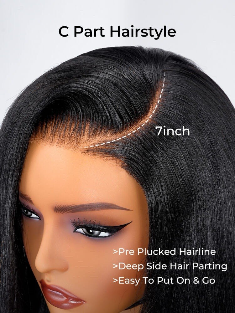 Chic Luxe Hair Pre-Styled Side Part Light Yaki Straight 5x7 Glueless Lace Wig | With Layers | 100% Human Hair