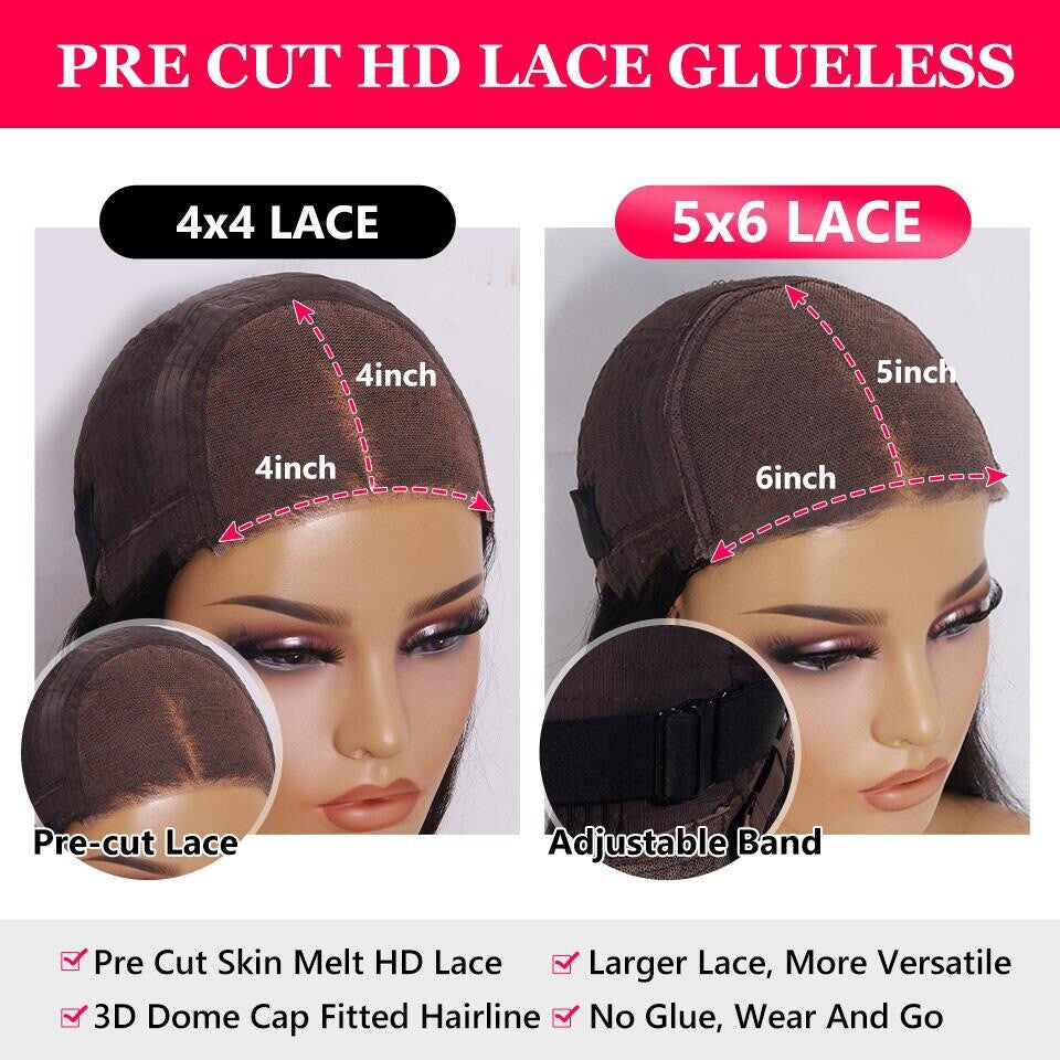 Chic Luxe Hair Full Wavy Glueless Wear Go Lace Front Short Bob Wig | 250% Density | 100% Human Hair