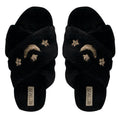 Isabel Black Luxury Plush Diamanté Embellished Handmade Slipper