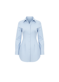 Baby Blue Classic Shirt Mini Dress Button Down Long Sleeve Fitted Style