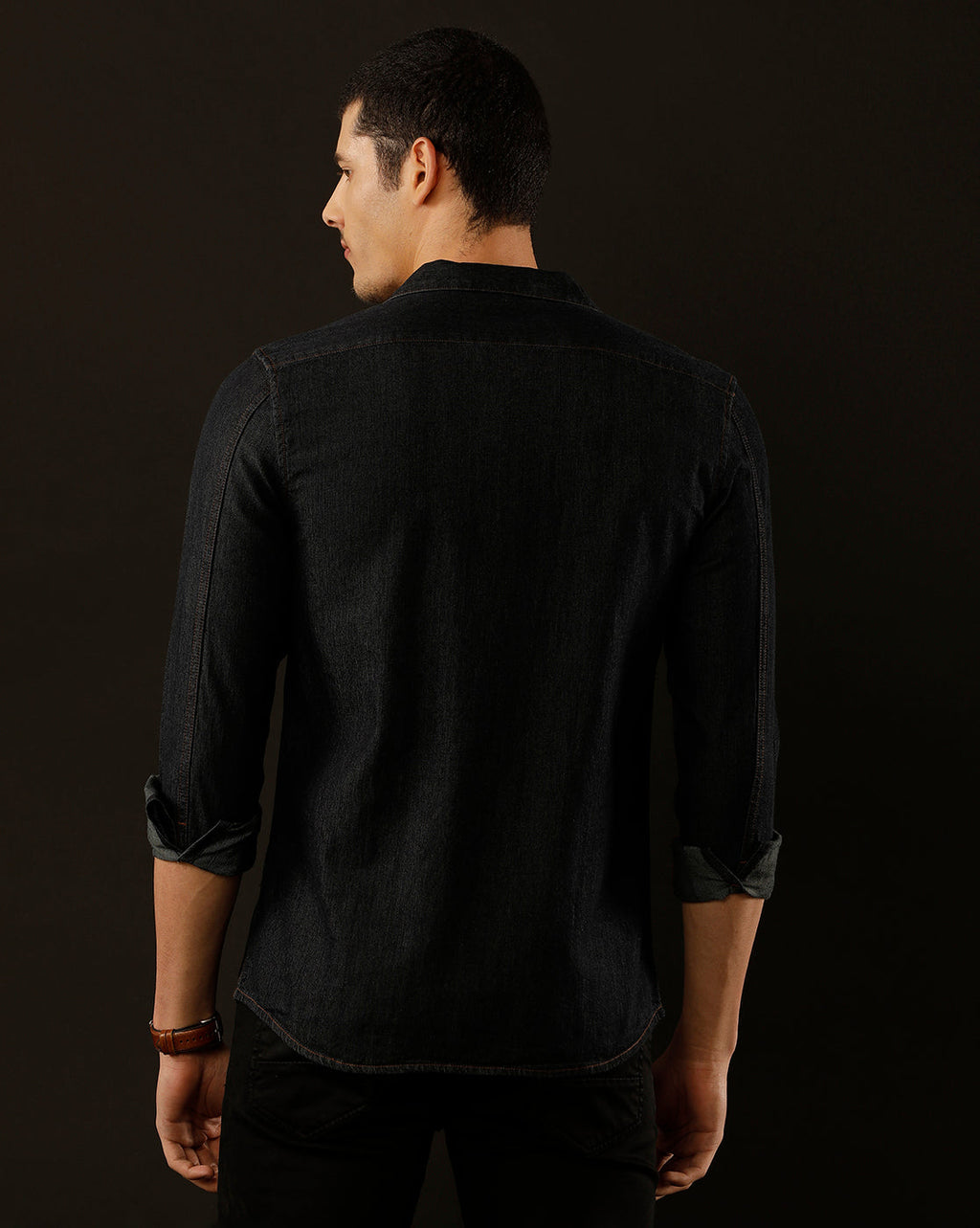 Men's Slim Fit Solid Denim Casual Shirt (CUPPS)