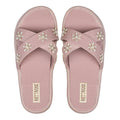 The Safira Pink Luxury Cross Over Embellished Slides