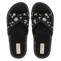 The Giana Black Luxury Cross Over Embellished Slides