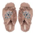 Hannah Mink Luxury Plush Diamanté Embellished Handmade Slipper