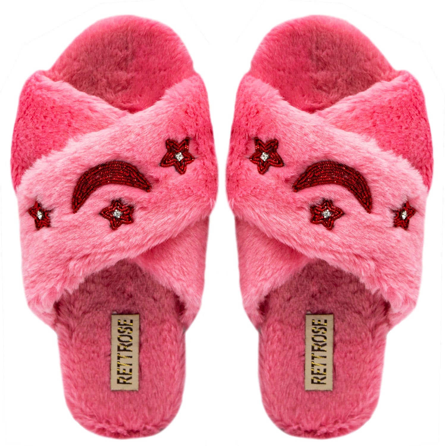 Isabel Pink Luxury Plush Diamanté Embellished Handmade Slipper