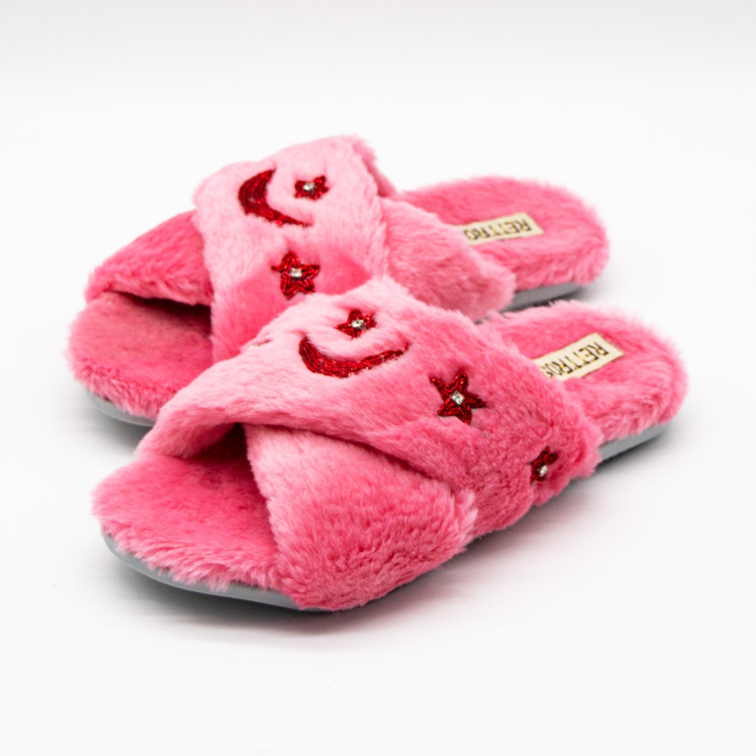 Isabel Pink Luxury Plush Diamanté Embellished Handmade Slipper