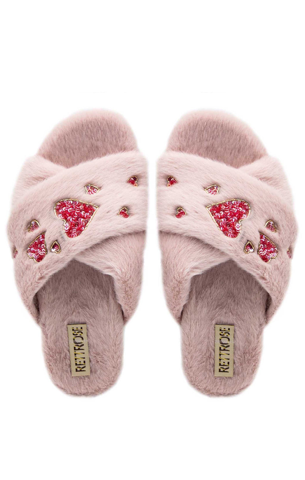 Kaylee Dusky Pink Luxury Plush Diamanté Embellished Handmade Slipper
