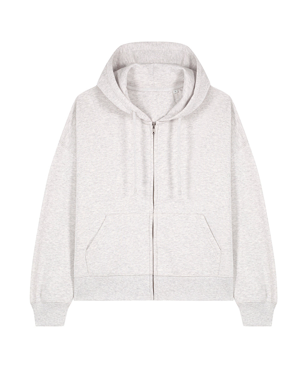 Organic Dropped Shoulder Zipped Hoodie: Womens