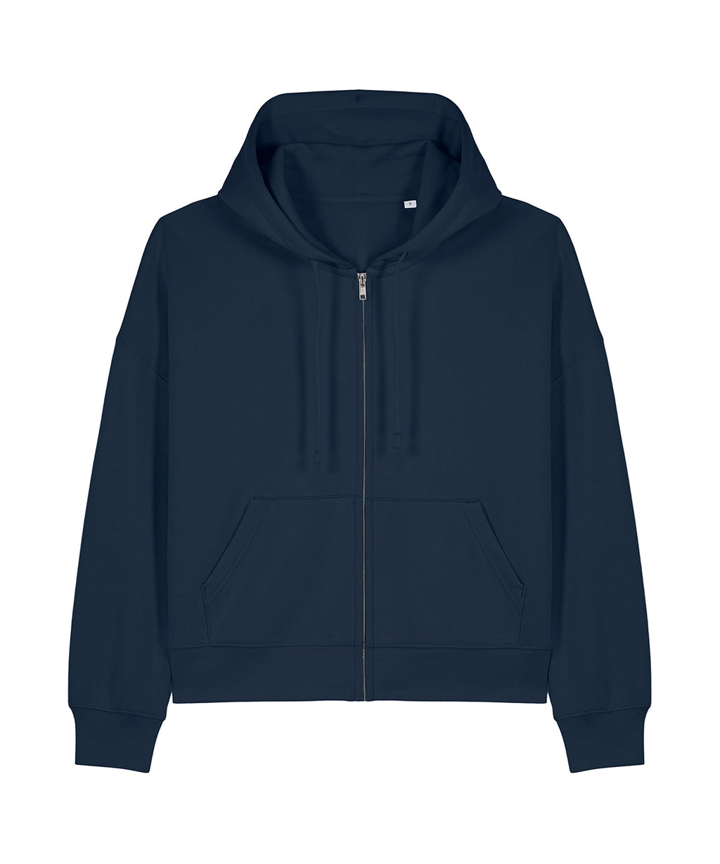 Organic Dropped Shoulder Zipped Hoodie: Womens