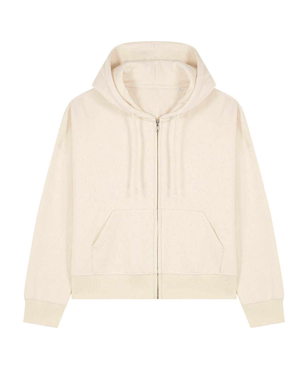 Organic Dropped Shoulder Zipped Hoodie: Womens