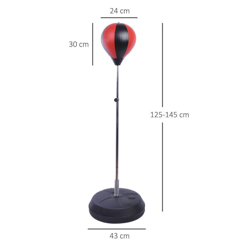 HOMCOM Training Boxing Punch Ball Set 125-145H x Φ43cm with Gloves Air Pump, 4-Position Adjustable Height Freestanding Boxing Speed Ball for Teenagers Exercise Training