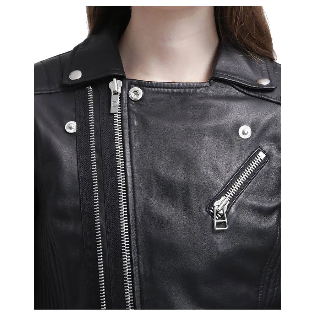 Women’s Slim Fit Black Leather Jacket – Innovative Design