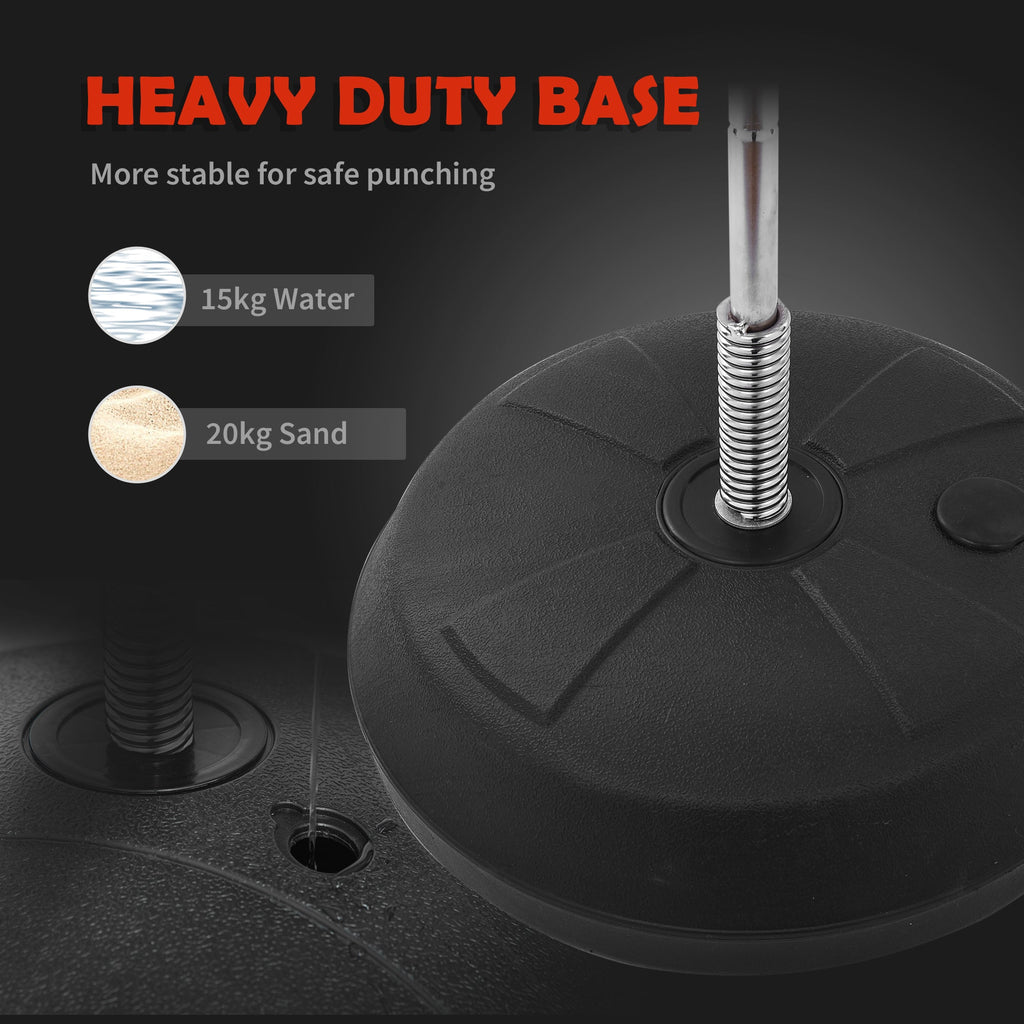 HOMCOM Training Boxing Punch Ball Set 125-145H x Φ43cm with Gloves Air Pump, 4-Position Adjustable Height Freestanding Boxing Speed Ball for Teenagers Exercise Training
